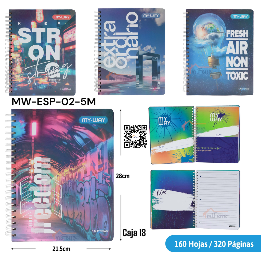 Cuaderno Espiral 5 Materias 320pag POINTER