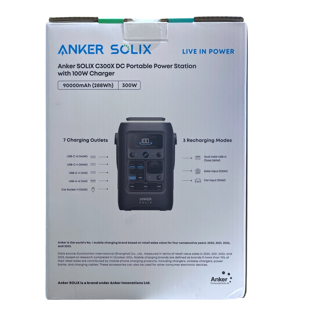 ANKER Solix C300X DC Portable Power Station with 100W Charger