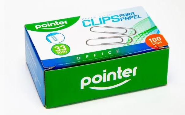 Clips Sujeta Papel 33mm 100pza POINTER