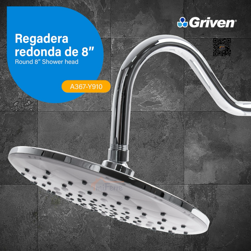 Regadera Redonda de 8" GRIVEN