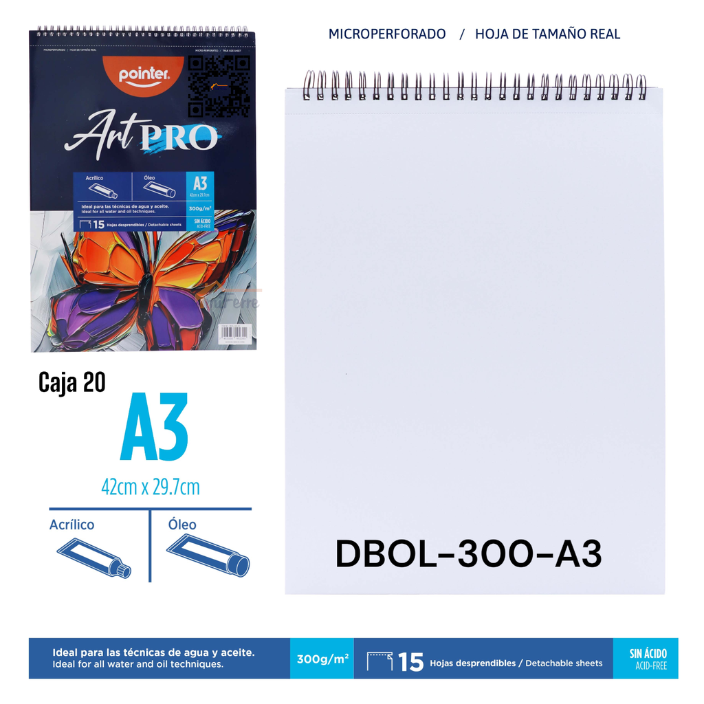 Bloc de Dibujo A3 (15Hojas) POINTER ArtPRO