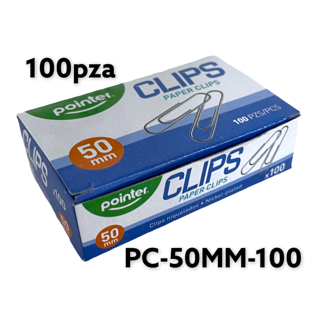 Clips Sujeta Papel 50mm 100pza POINTER