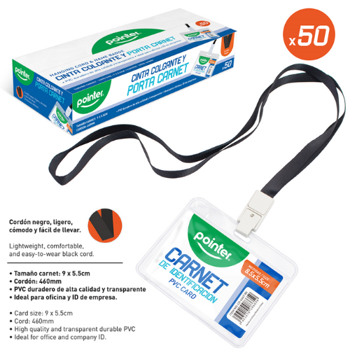 Cinta Colgante y Porta Carnet 50pza POINTER