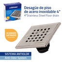 Desague de Piso de Acero Inoxidable 4" anti-olor GRIVEN