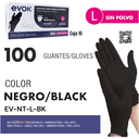 Guantes de Nitrilo Negro L 100pza EVOK