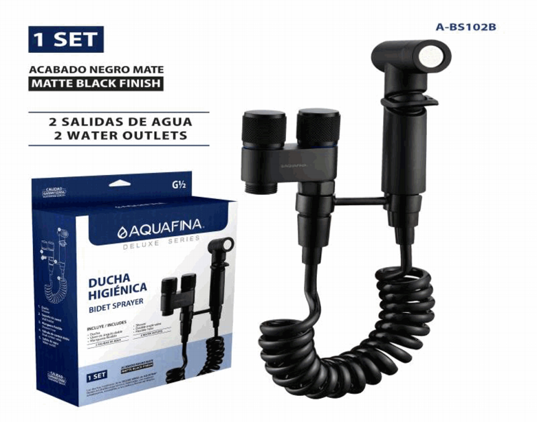 Ducha Higienica Negro Mate AQUAFINA