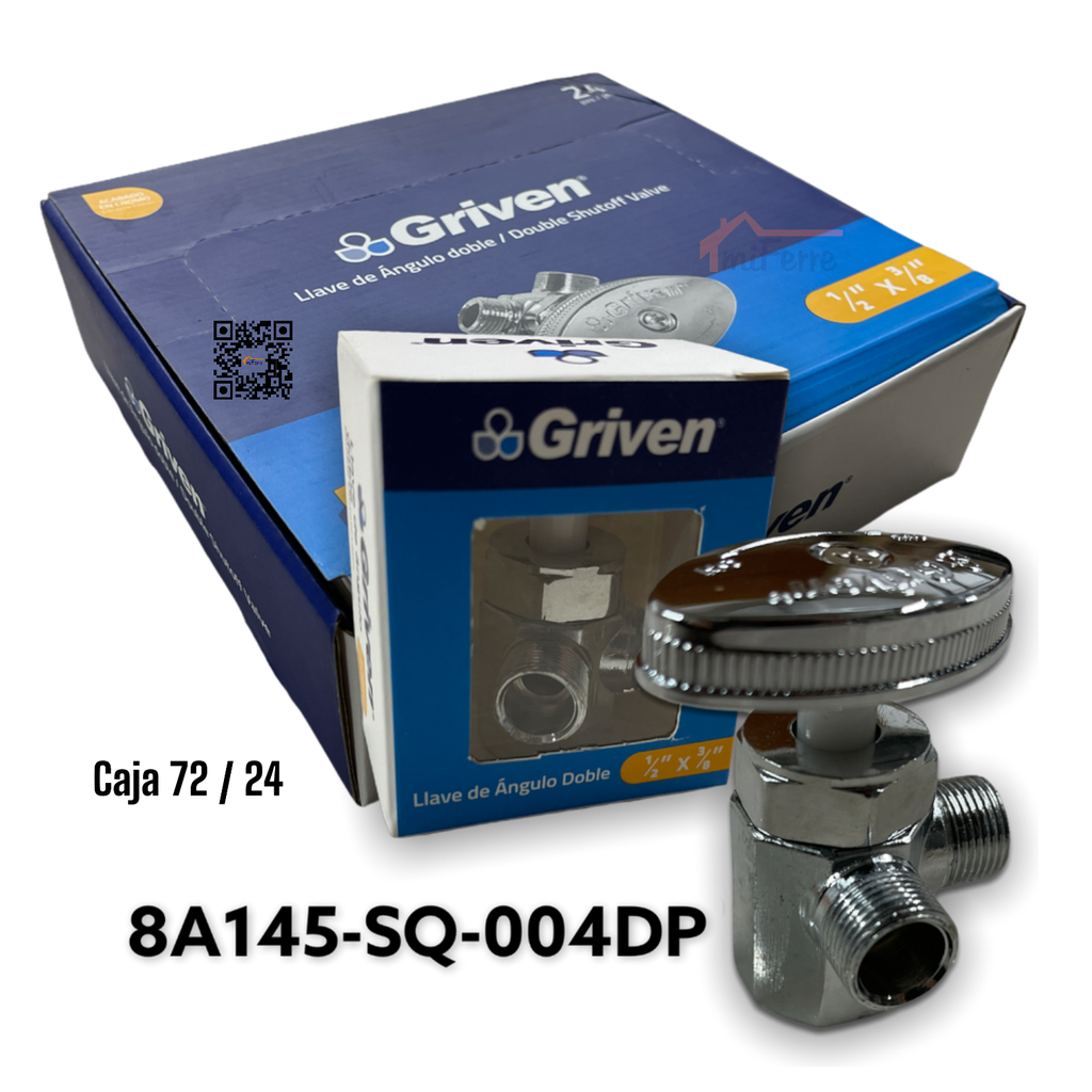 Llave de Angulo Doble 1/2 X 3/8 X 3/8 GRIVEN