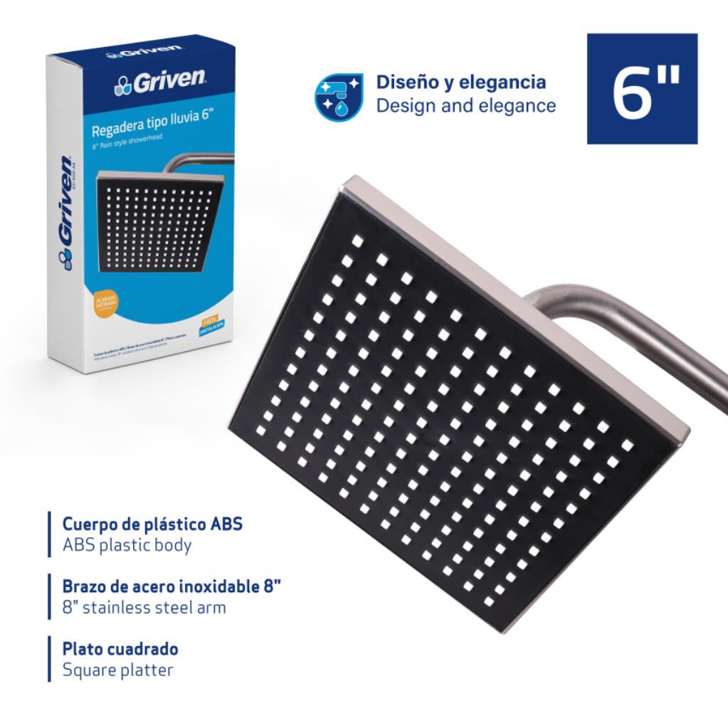 Regadera Tipo Lluvia 6" GRIVEN