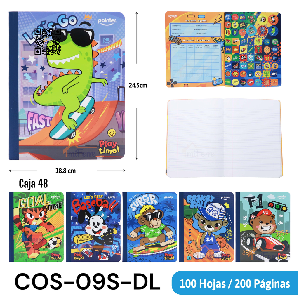 Cuaderno Cosido Doble Raya 200pag POINTER Sticker