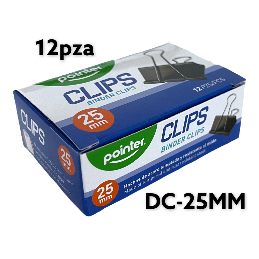 Binder Clips 25mm 12pza POINTER