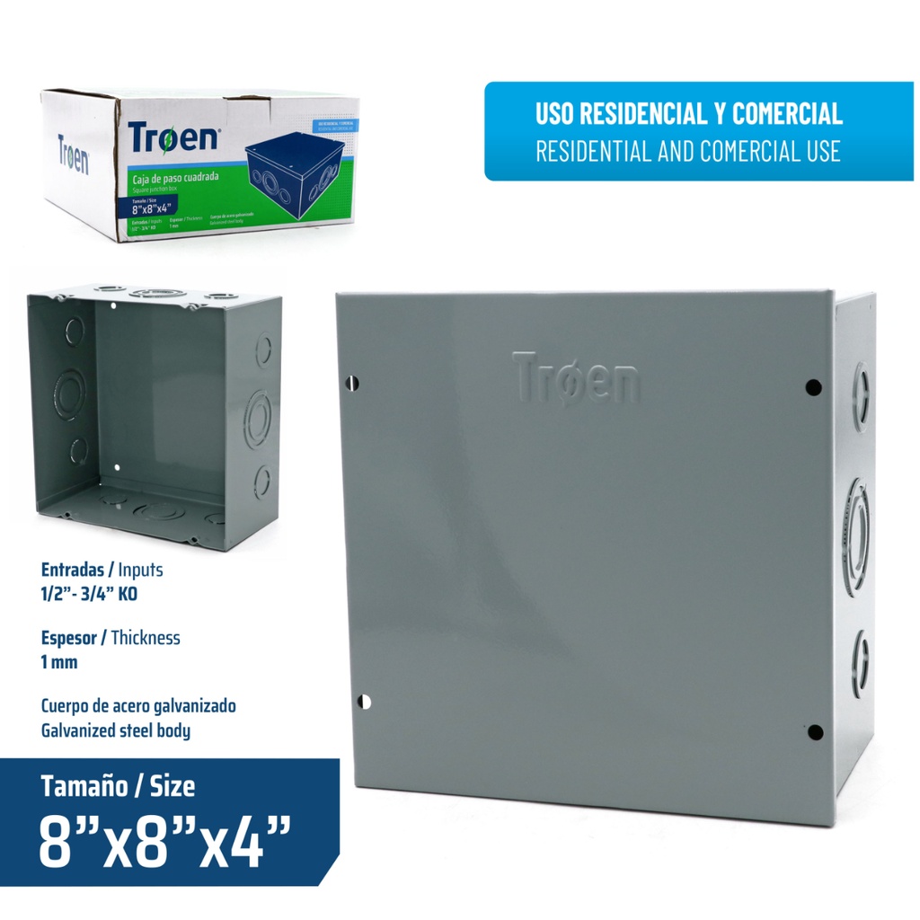 Caja de Paso 8 X 8 X 4" TROEN