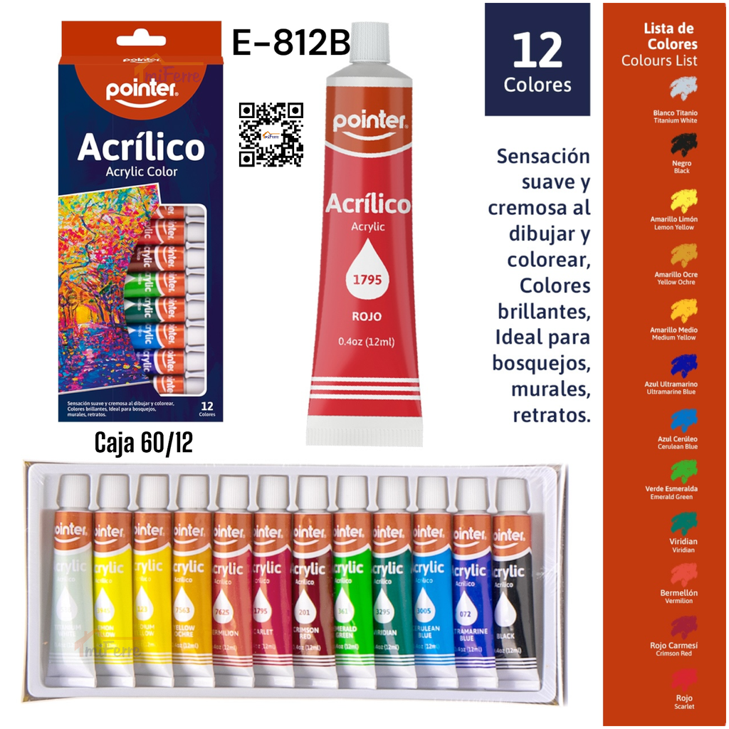 Pintura Acrilica 12colores POINTER