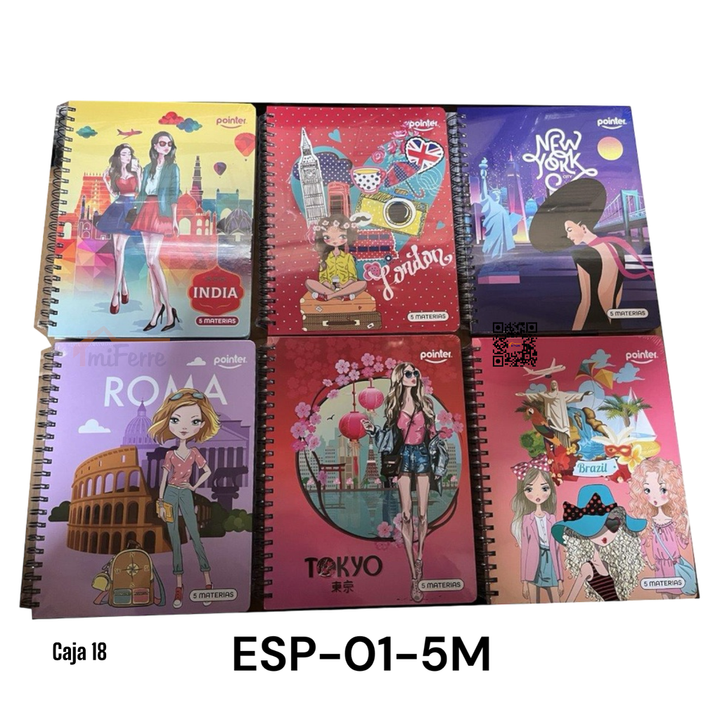 Cuaderno Espiral 5 Materias 320pag POINTER