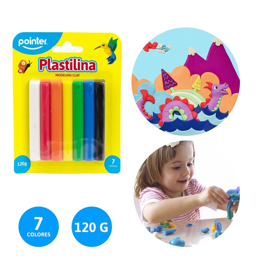 Plastilina 120g 7colores POINTER