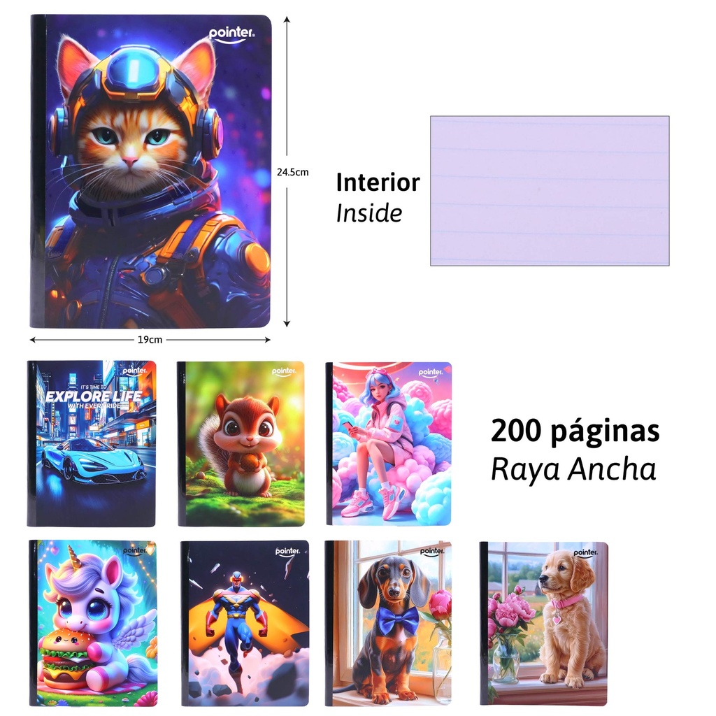 Cuaderno Cosido Raya Ancha 200pag POINTER