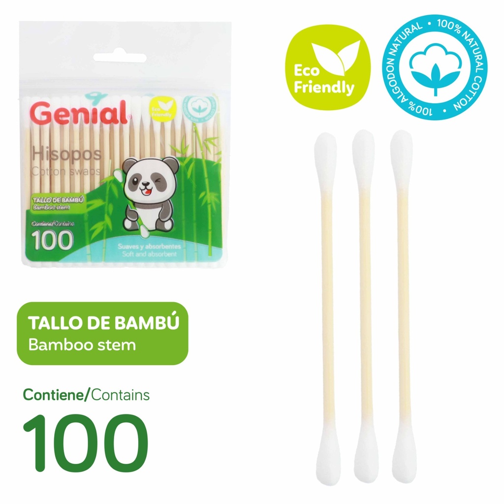 24-Pack Palillos de Algodon 100pza GENIAL