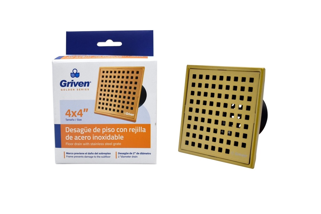 Desague de Piso con Rejilla de acero Inoxidable GRIVEN Golden Series