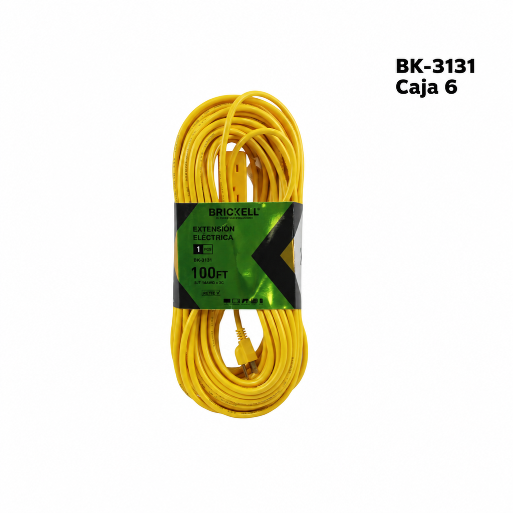Extension Electrica 100ft con 3 Conectores BRICKELL