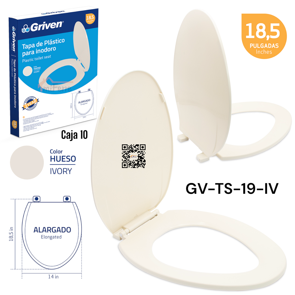 Tapa de Plastico para Inodoro 18.5" Ivory GRIVEN