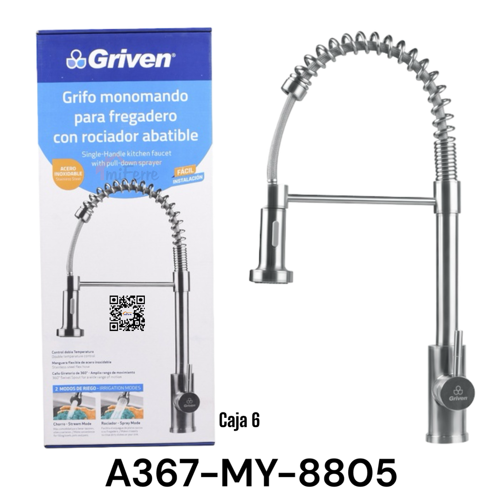 Grifo Monomando para Fregadero con Rociador Abatible GRIVEN