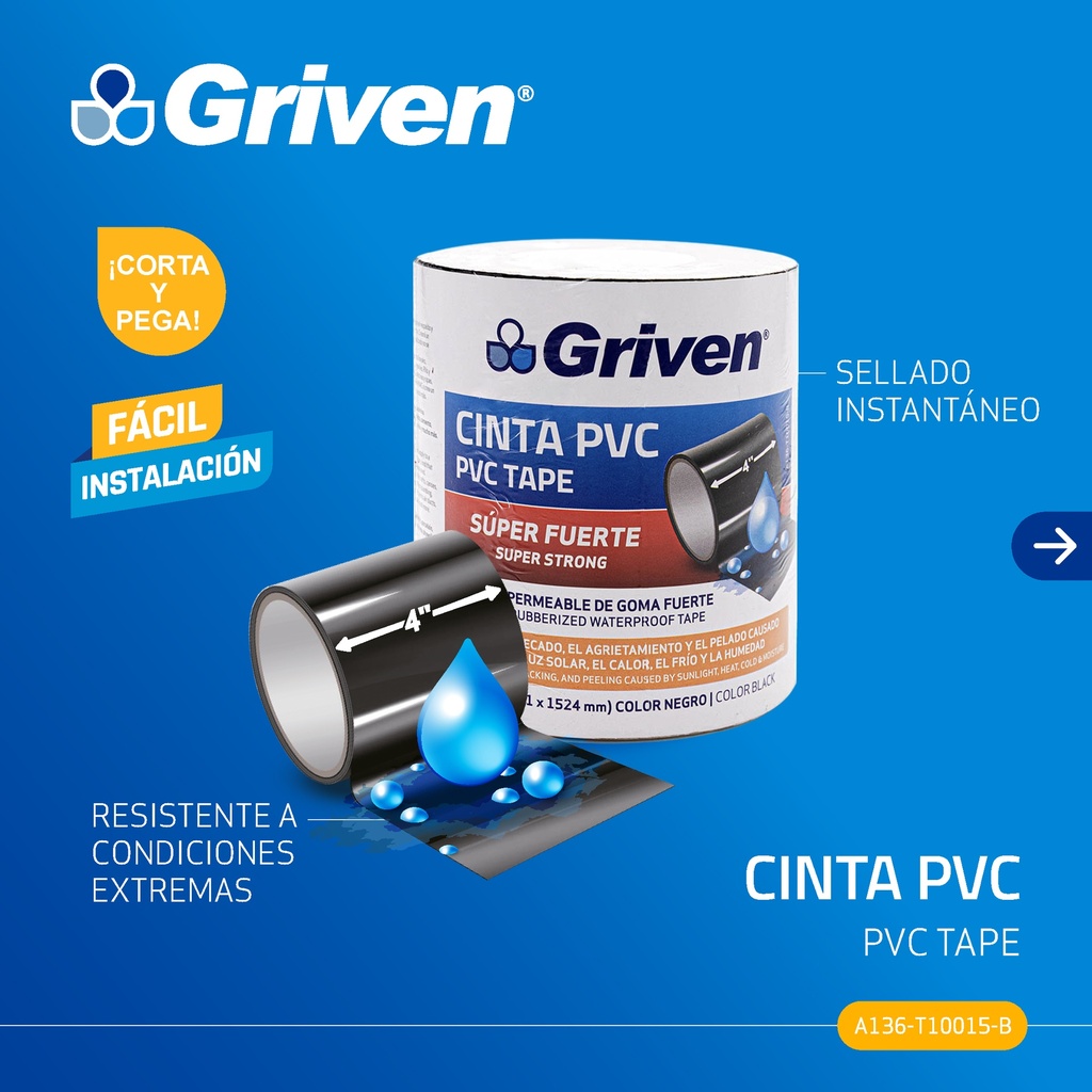 Cinta PVC 4 X 60" Negro GRIVEN 