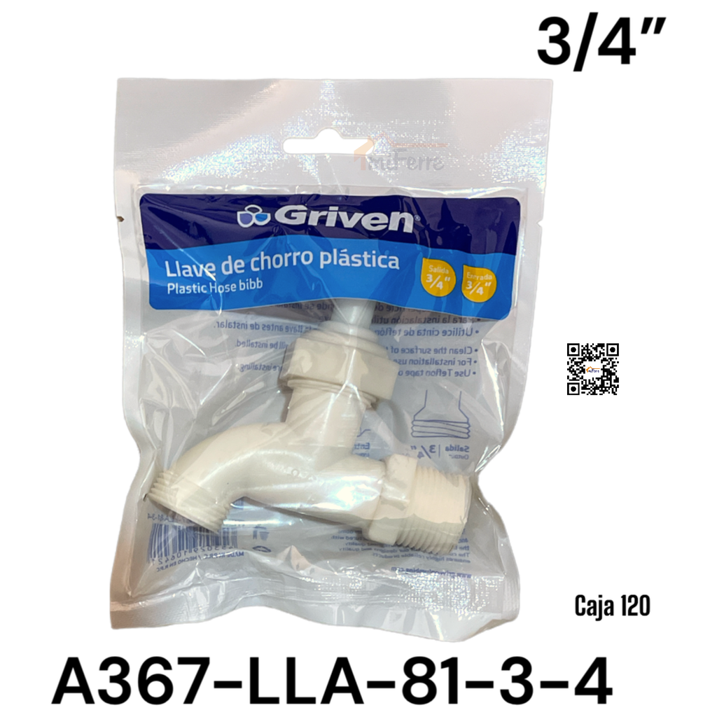 Llave de Chorro PVC 3/4" GRIVEN