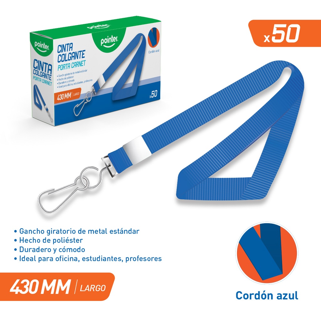 Cinta Colgante Porta Carnet 50pza Azul POINTER