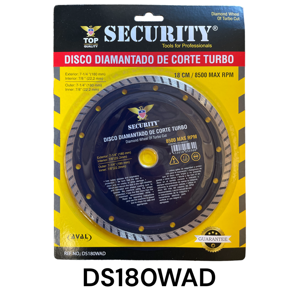 Disco Diamantado de Corte Turbo 7-1/4" SECURITY