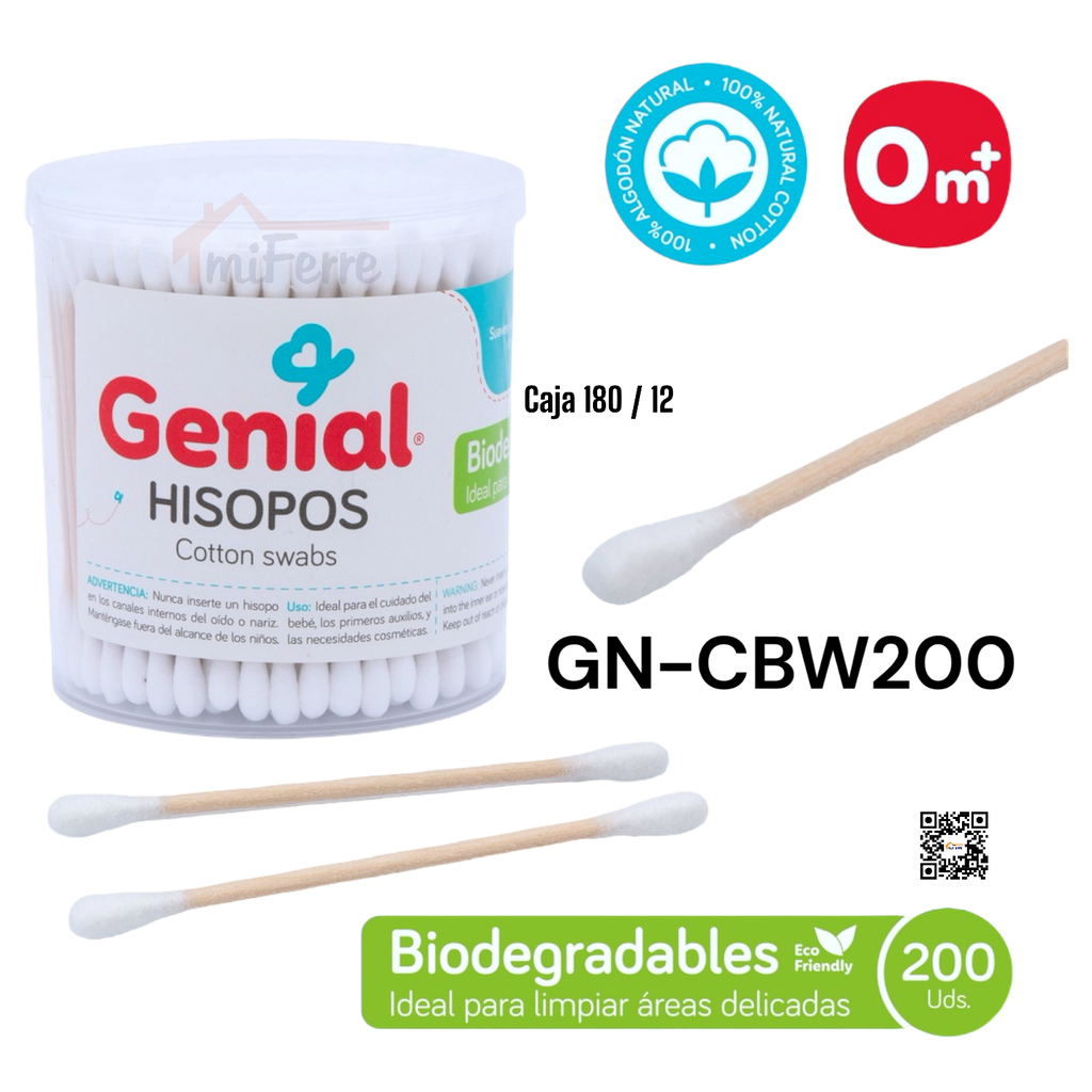 Palillos de Algodon 200pza GENIAL