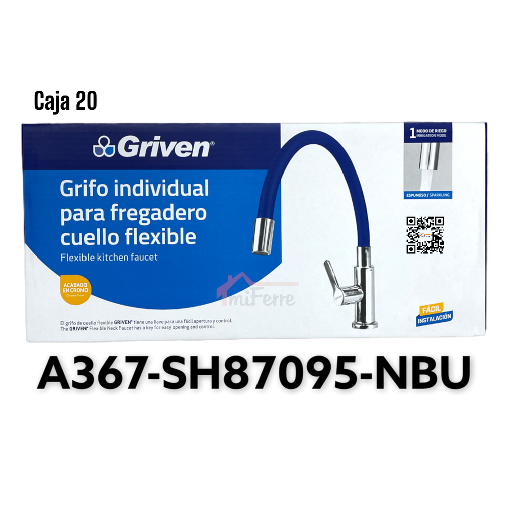 Grifo Individual para Fregadero Cuello Flexible Azul GRIVEN