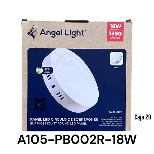 [A105-PB002R-18W] Lampara Led de Sobreponer Redonda 18W 6400K ANGEL LIGHT
