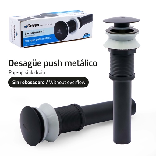 [A367-BL220A-W] PO Plug Metalico Sin Rebosadero GRIVEN Black Series