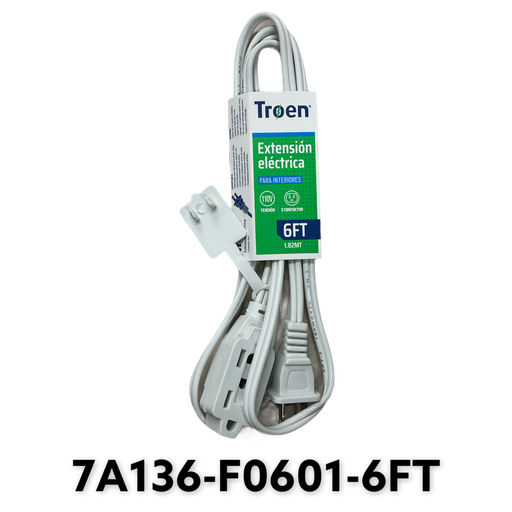 [7A136-F0601-6FT] Extension Electrica Blanca 6ft TROEN