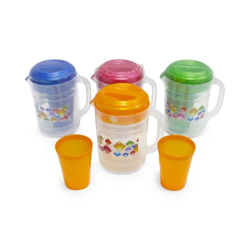[1528P] Jarra Plastica 1.3L con 2 Vasos CASABLANCA