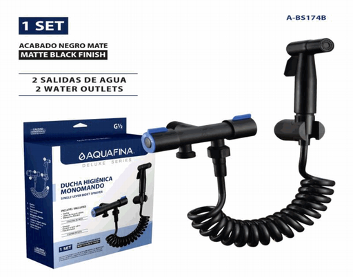 [A-BS174B] Ducha Higienica Monomando Negro AQUAFINA