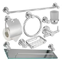 [P0242-EKR-AA001-L7] Set de Accesorios para Baño 7pza Plateado Brillante BAHIT Collection