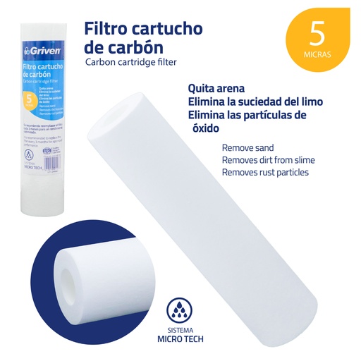 [A367-PP10A] Filtro Cartucho de Carbon GRIVEN