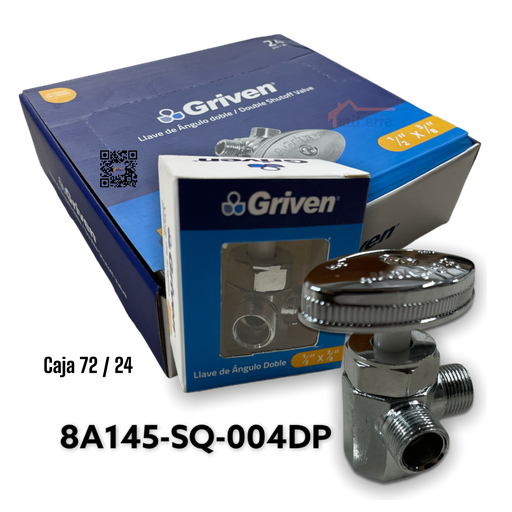 [8A145-SQ-004DP] Llave de Angulo Doble 1/2 X 3/8 X 3/8 GRIVEN