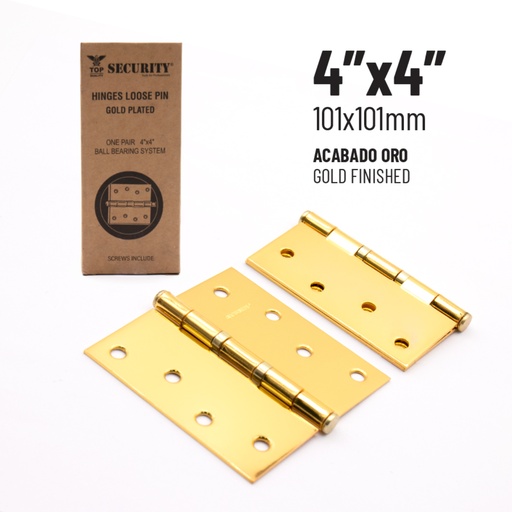 [9A145-HHDG44-GP] Bisagra para Puerta 4 X 4" Dorada SECURITY