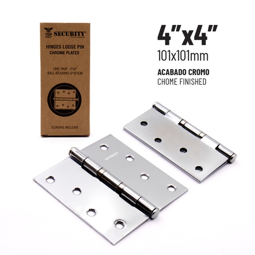 [9A145-HHDG44-CP] Bisagra para Puerta 4 X 4" Plateada SECURITY