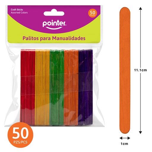 [30-CW-50CO] Palitos de Paletas de Colores 50pza POINTER