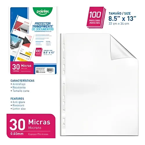 [PNT-FP-3-100] Protector Transparente 30micras 100pza POINTER