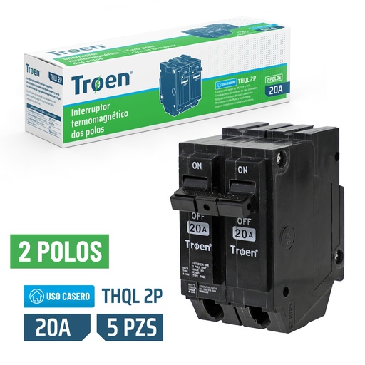 [THQL-2P-20A] Breaker Doble 20A TROEN 5pza