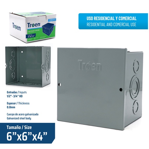 [TR-JB-664] Caja de Paso 6 X 6 X 4" TROEN
