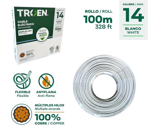 [SPT-14AWG] Cable Electrico Duplex STP #14 X 100m TROEN