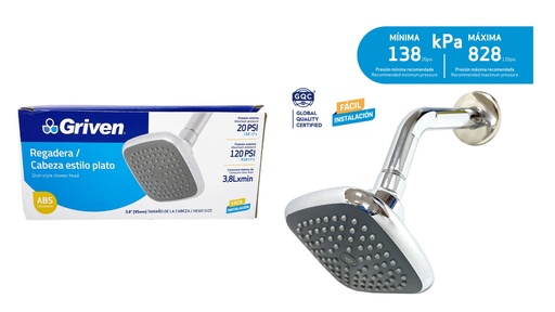 [A367-R8605] Regadera Cabeza Estilo Plato GRIVEN