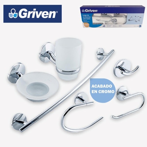 [GV-CH60200-SB] Juego de Accesorios para Baño 6pza GRIVEN