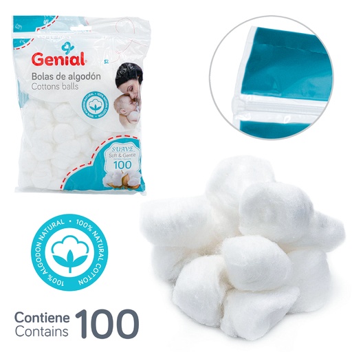 [GN-CB500] Bolas de Algodon 100pza GENIAL