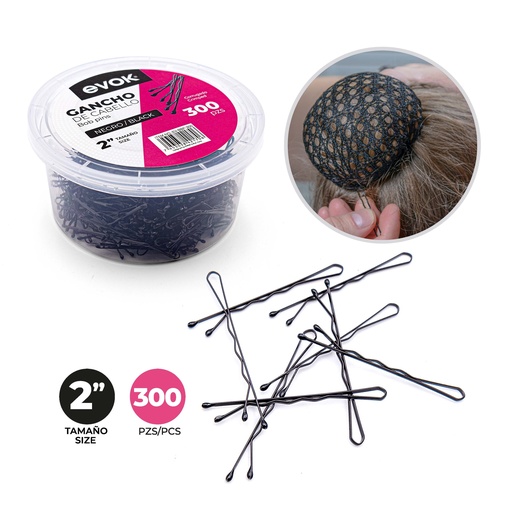 [EV-BBP-300] Gancho de Cabello 300pza EVOK