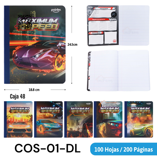 [COS-01-DL] Cuaderno Cosido Doble Raya 200pag POINTER